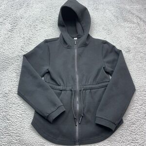 Varley Dahlia Full Zip Hoodie Womens S Black Cinched Waist Drawstring Stretch